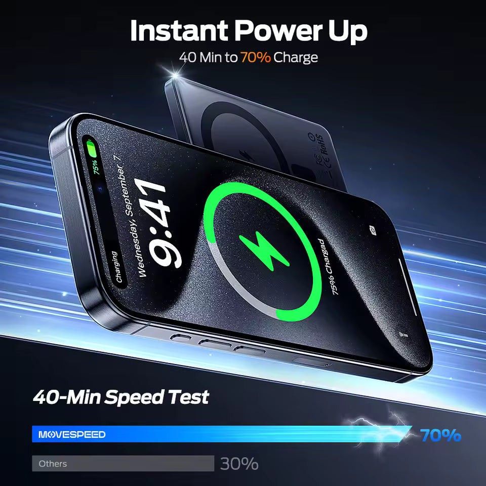 MOVESPEED S10 Slim Magnetic Power Bank 10000mAh PD20W Portable Charger Wireless External Battery
