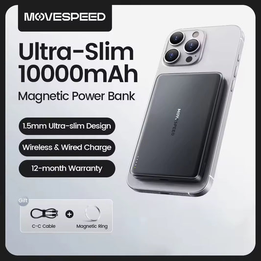 MOVESPEED S10 Slim Magnetic Power Bank 10000mAh PD20W Portable Charger Wireless External Battery
